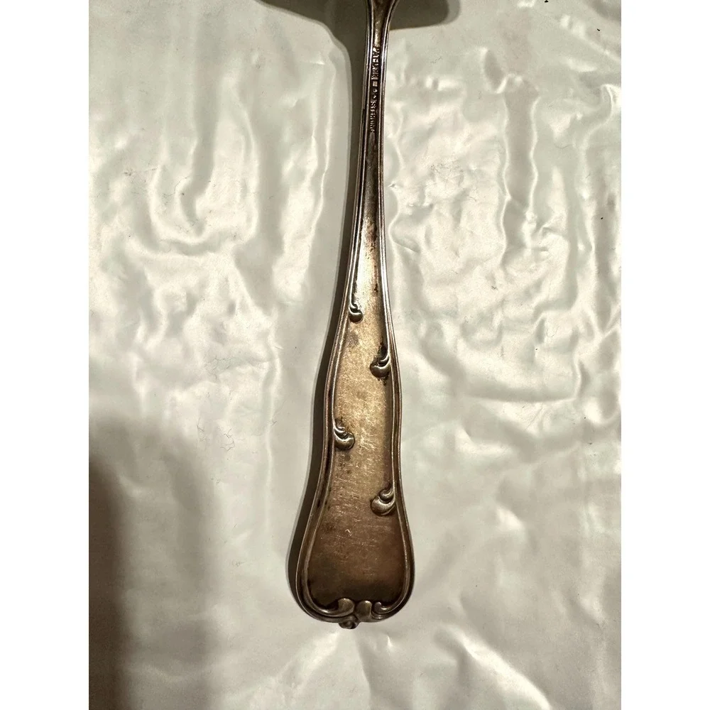 Dominick & Haff Sterling Silver Large Asparagus Serving Fork Rococo Pattern